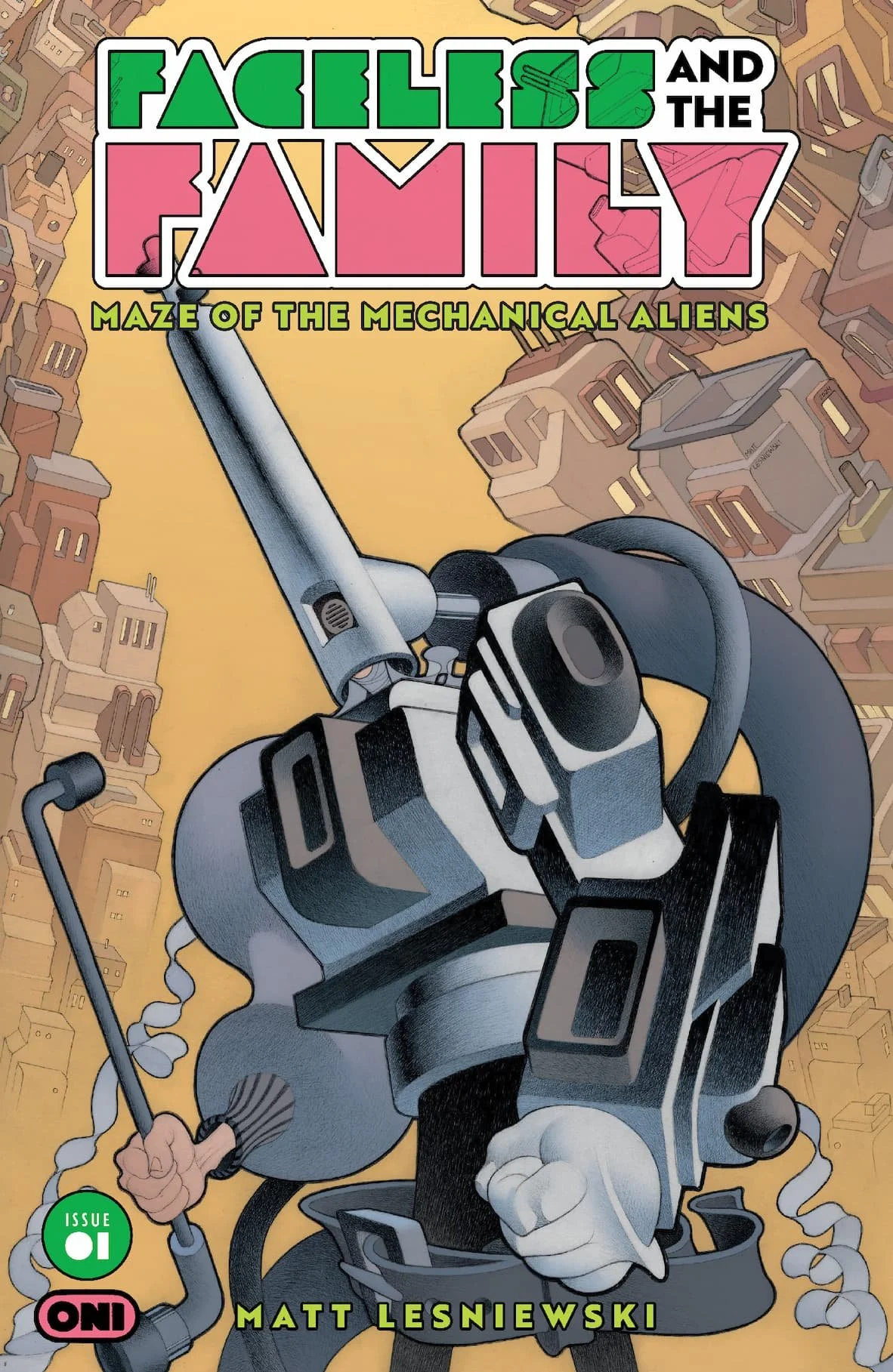 Oni Press Rushes Matt Lesniewski’s FACELESS &amp; THE FAMILY: MAZE OF THE MECHANICAL ALIENS #1 Back to Stores with New Second Printing!