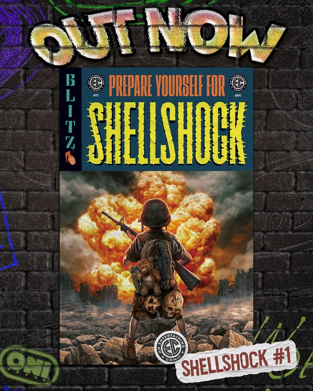 ‼️OUT NOW‼️

EC SHELLSHOCK #1
✍️: @ishmahab @michaelwconrad @julioanta @benito_cereno 
🖼️: @tomfowlerart @davidalapham @smartinbrough @monteysalbertm

NEW WARS! NEW SOLDIERS! SAME OLD PRICE TO PAY... Kiss your rifle and swallow your fear, because EC