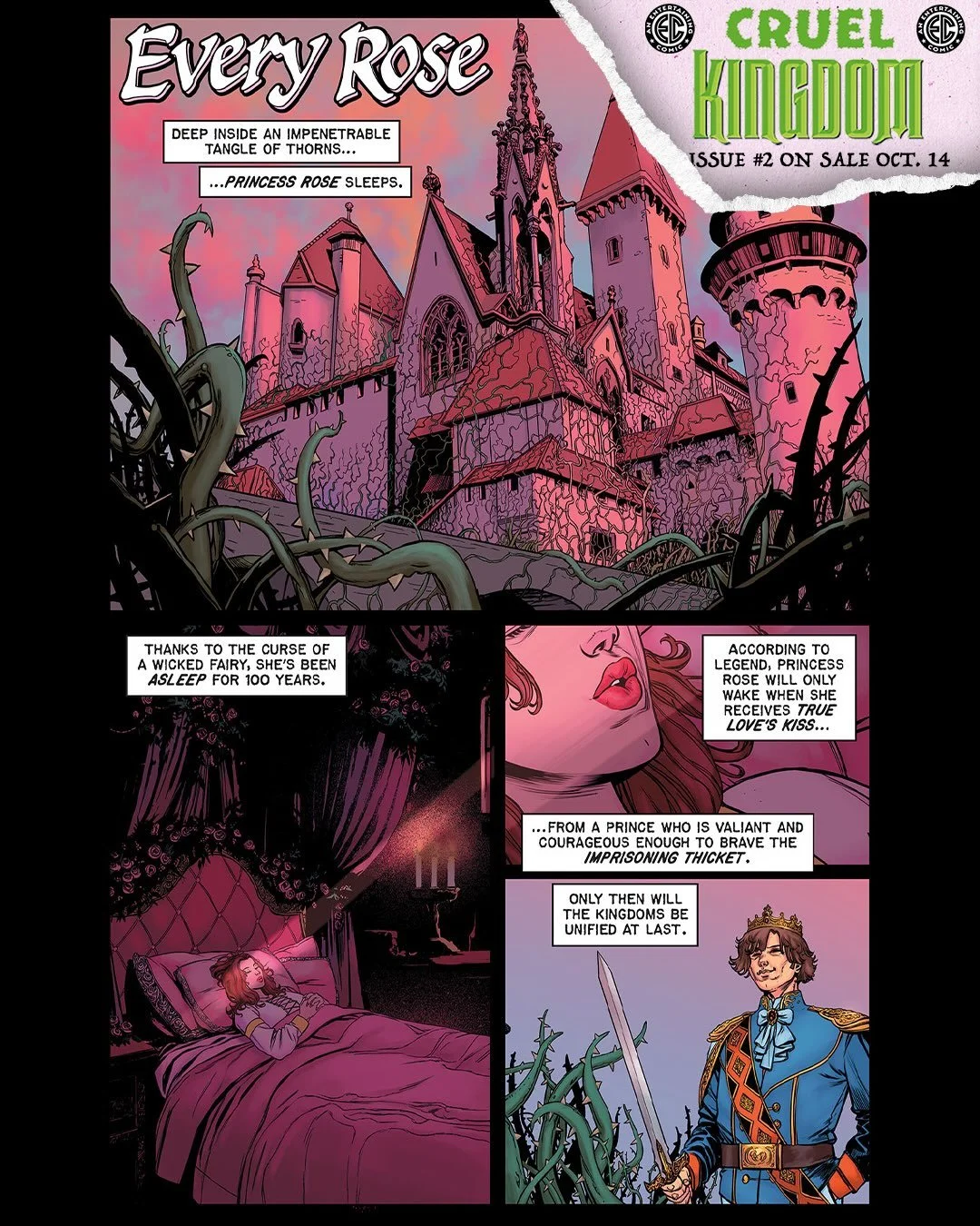 👑CRUEL KINGDOM 2 #2 IS OUT TOMORROW!👑

[Excerpt from &lsquo;EVERY ROSE&rsquo; by @gaileyfrey &amp; @old_qfwfq ]

⚔️Kneel and beg for another ruinous day of existence... because EC Comics rules over this kingdom now!⚔️

Fear not: Our methods are har
