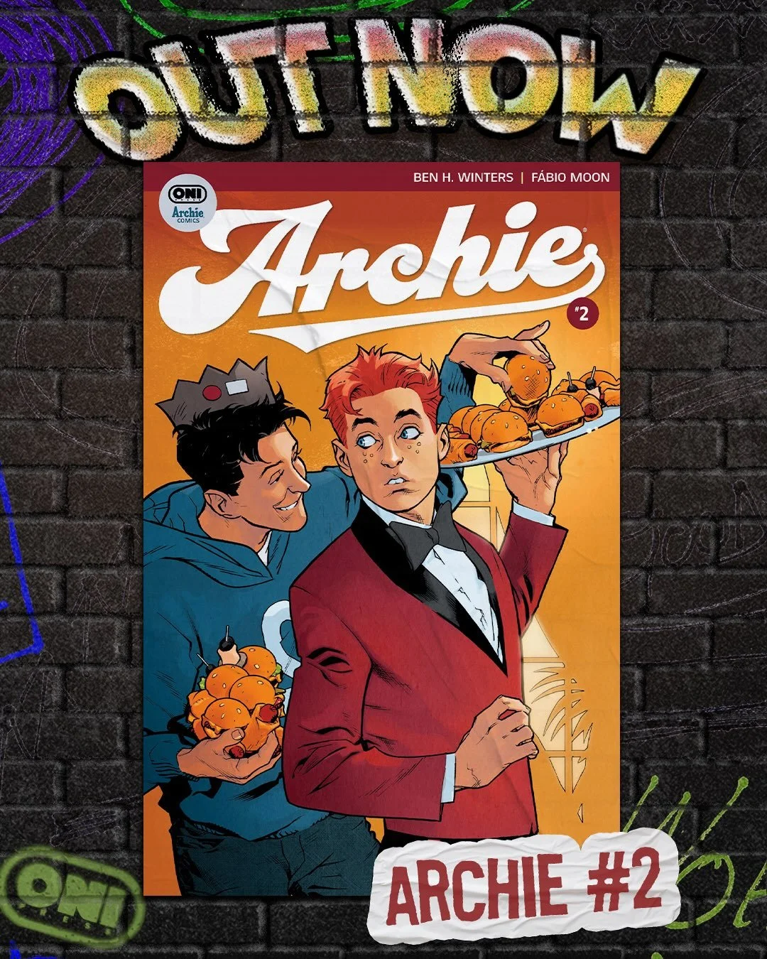 🚨VISIT YOUR LOCAL COMIC SHOP!🚨

🍔ARCHIE #2🍔
✍️: @benhwintersauthor
🖼️: @fabiomoon
COVER A: @stuartimmonen

It&rsquo;s reunion weekend at Riverdale High, and Archie is playing waiter&mdash;all while gathering wisdom from returning alumni about ho