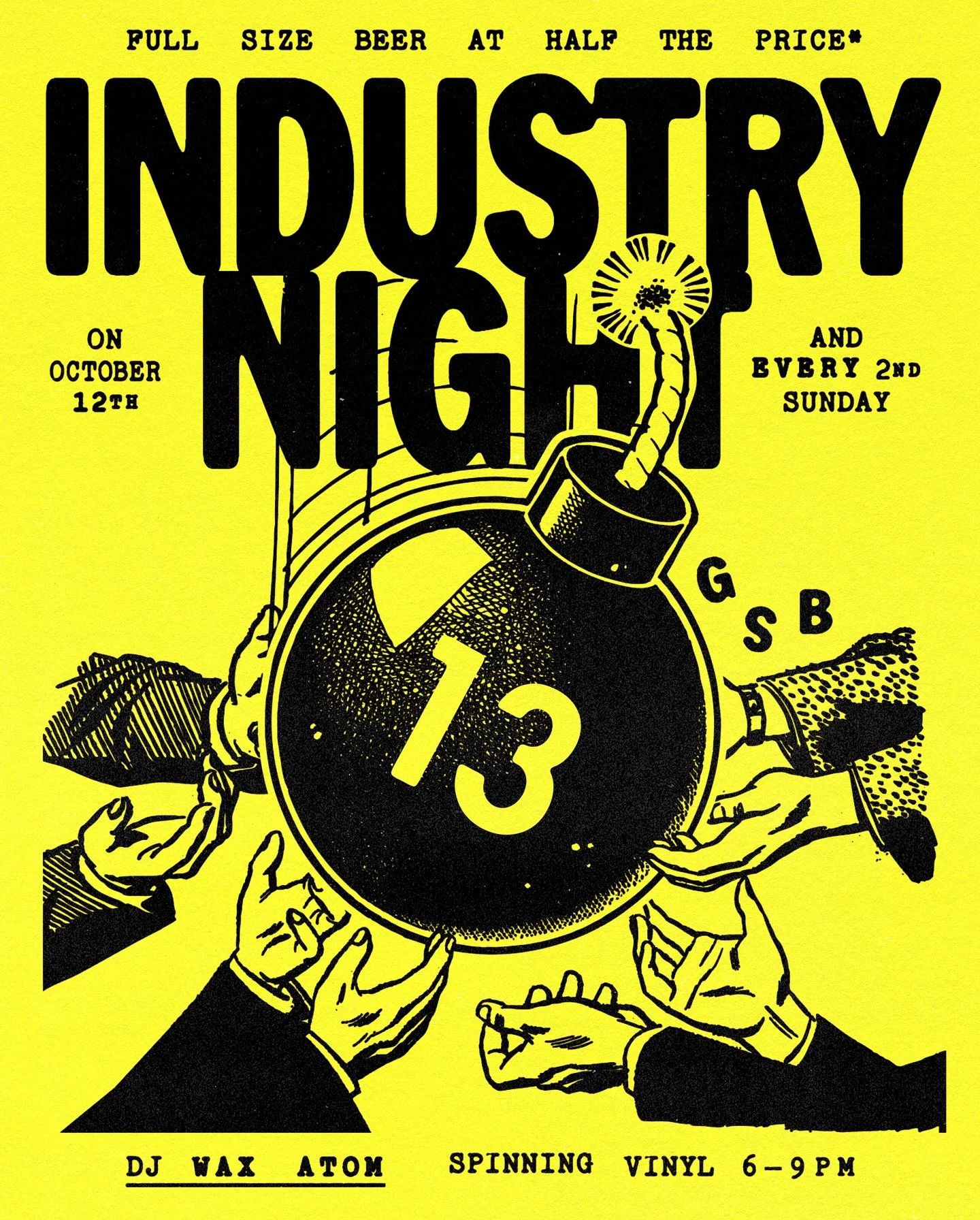 Next Sunday is INDUSTRY NIGHT, part the THIRTEENTH. Happening every second Sunday for over a year now.&nbsp;@waxatom WILL spin vinyl from 6-9, drafts of our 4 core beers WILL be 50% off, and food from&nbsp;@humblewoodfire next door WILL be 25% off. Y