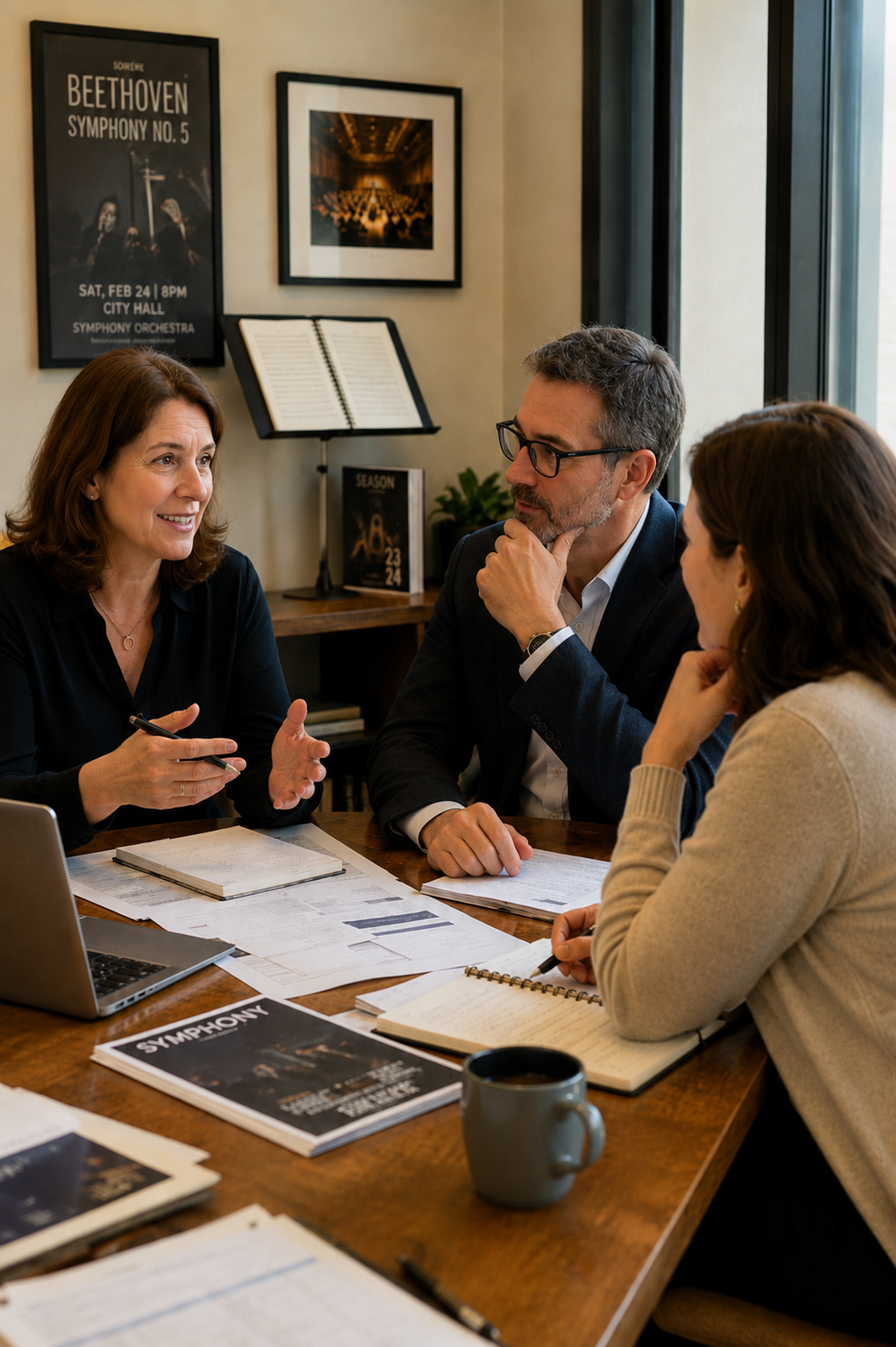 Co-workers Discussing Goals Around a Table