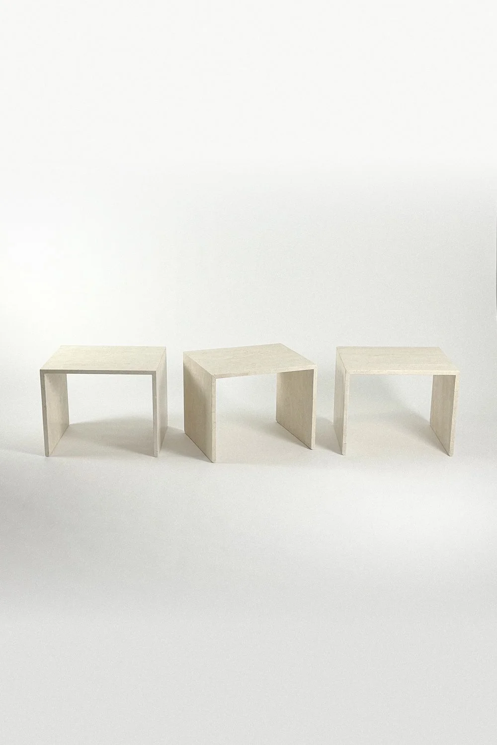 Vintage 1970’s italian travertine block side tables – set of three