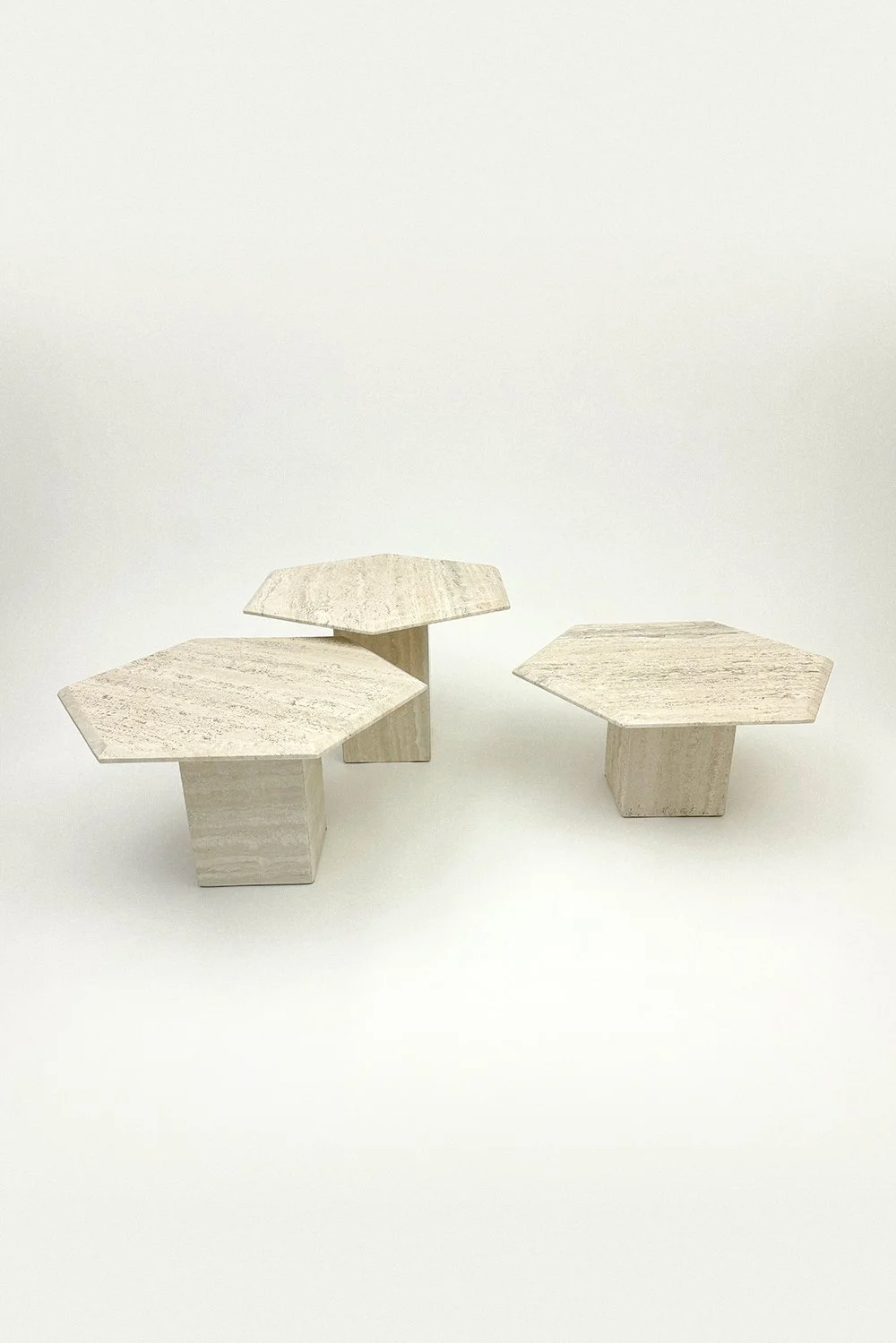 Set of Vintage Beige Marble Coffee Tables