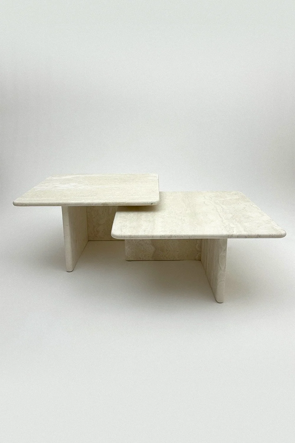 Pair of Sculptural Travertine Coffee Tables, 1970s