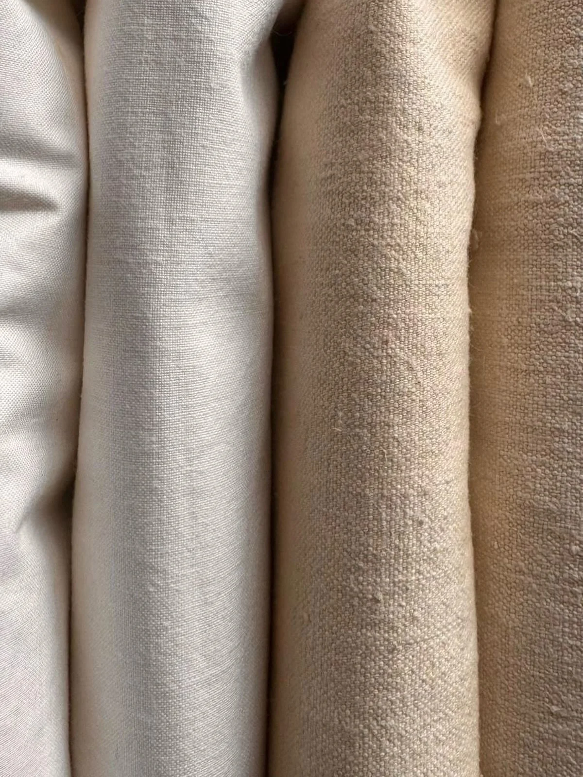 Our latest collection of antique textiles has quietly arrived.
Recovered from an old trunk in a historic home in Italy, these linen and cotton weaves, crafted decades ago, have been gently cleaned and restored.

Material with memory.
Softly aged, car