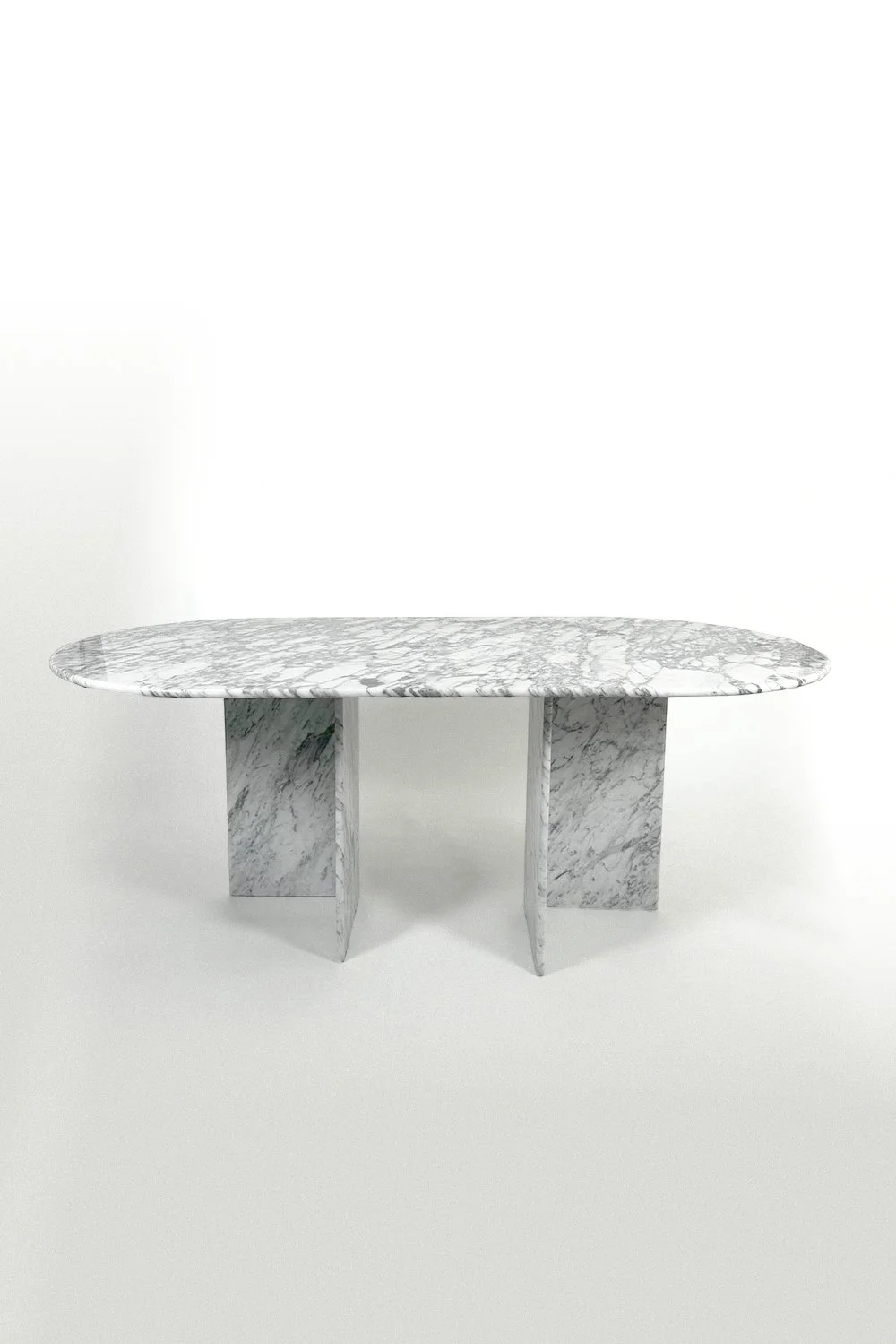 Italian Oval Dining Table in Arabescato Marble, 1970s