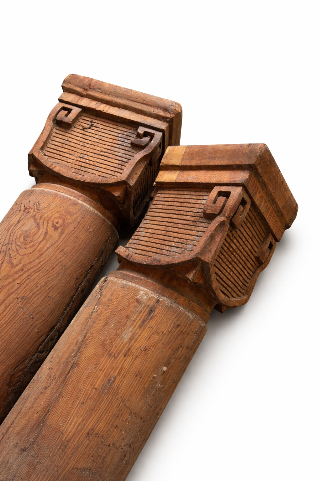 Pair of Antique Wooden Columns · Late 19th – Early 20th Century