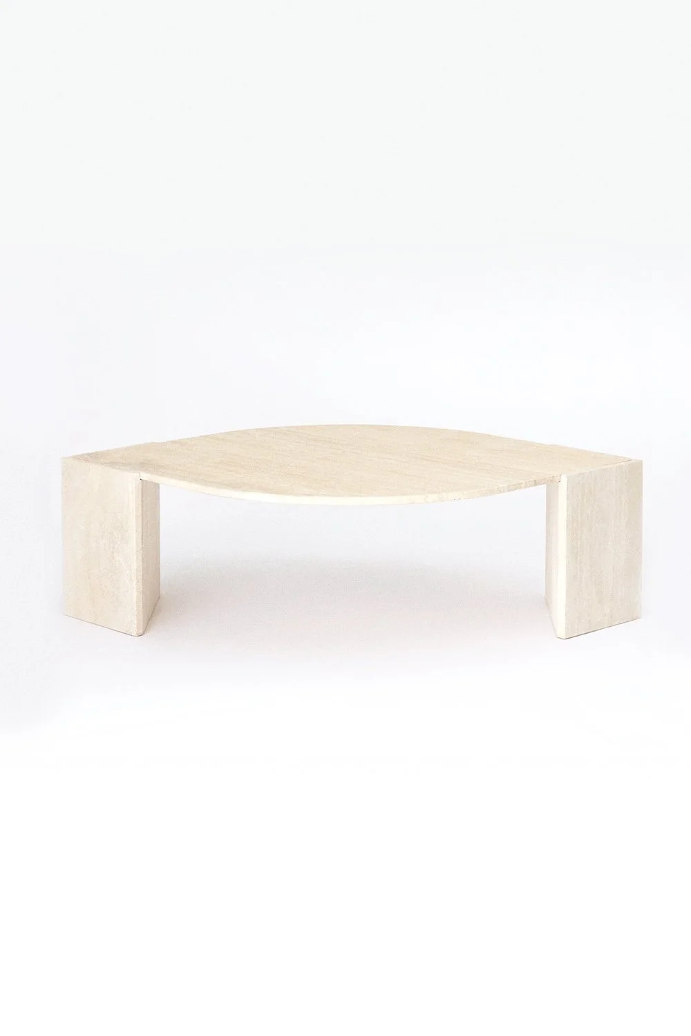 1970s Eye-Shaped Travertine Coffee Table by Roche Bobois