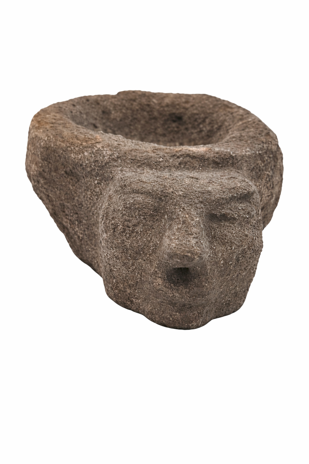 Anthropomorphic Stone Mortar with Carved Ancient Human Face.png