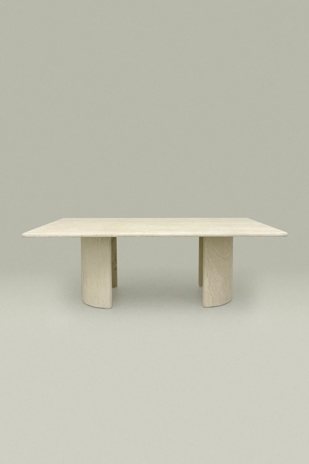 Classic Elegant 1970s Travertine Coffee Table with Arched Base in Cream Tone