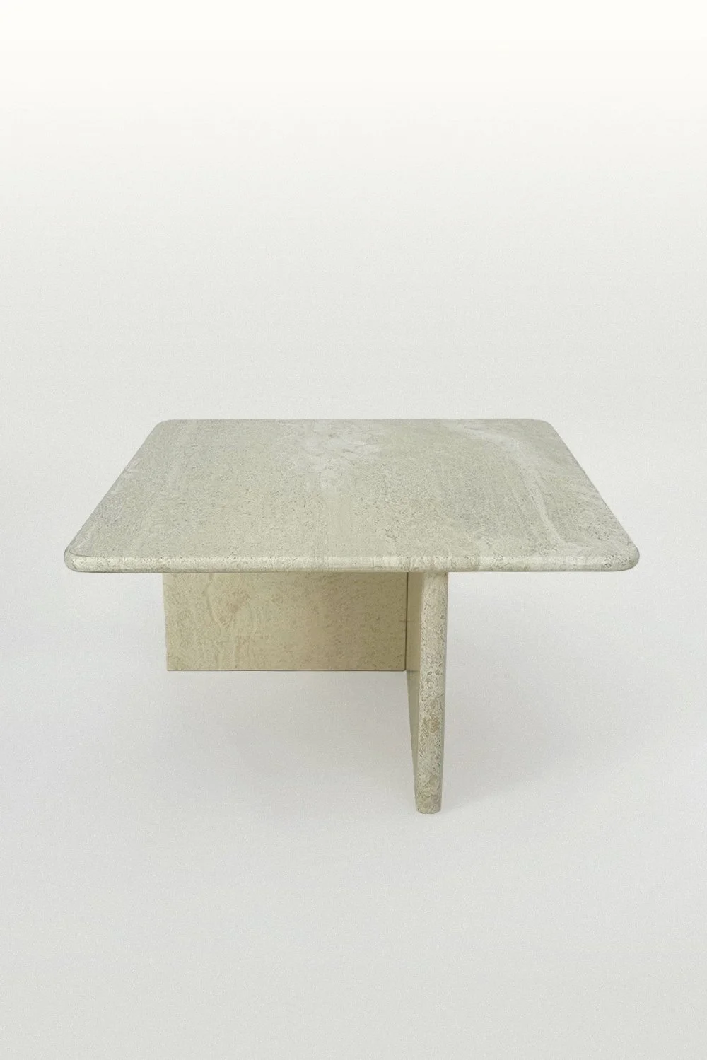 Square Marble Coffee Table in Cream with Curved Corners