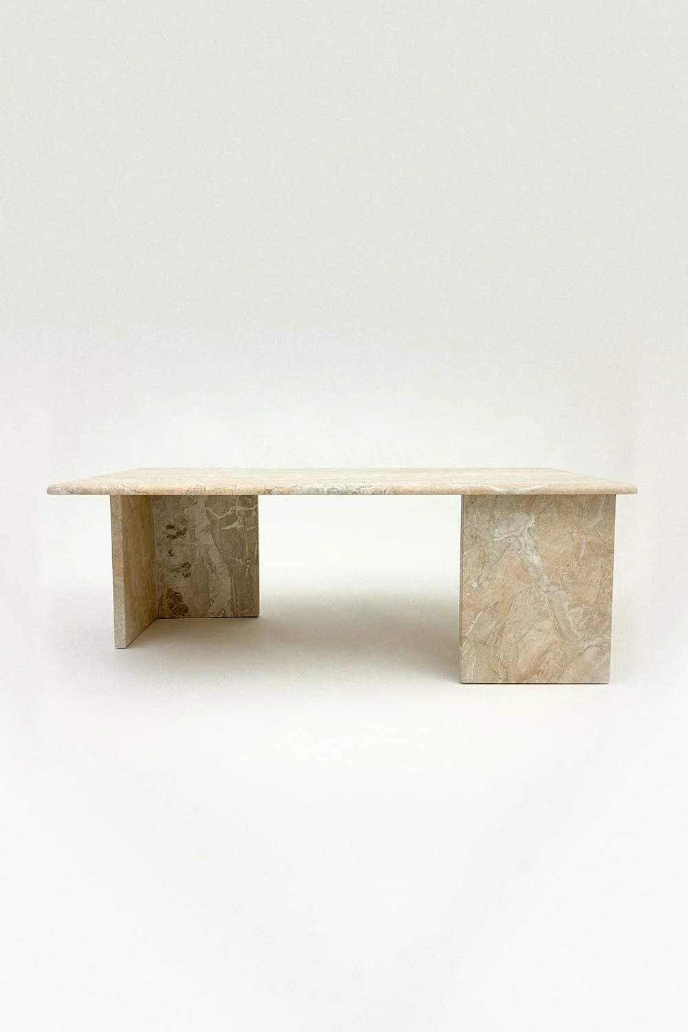 Vintage Italian Marble Coffee Table in Peach Pink and Cream Tones