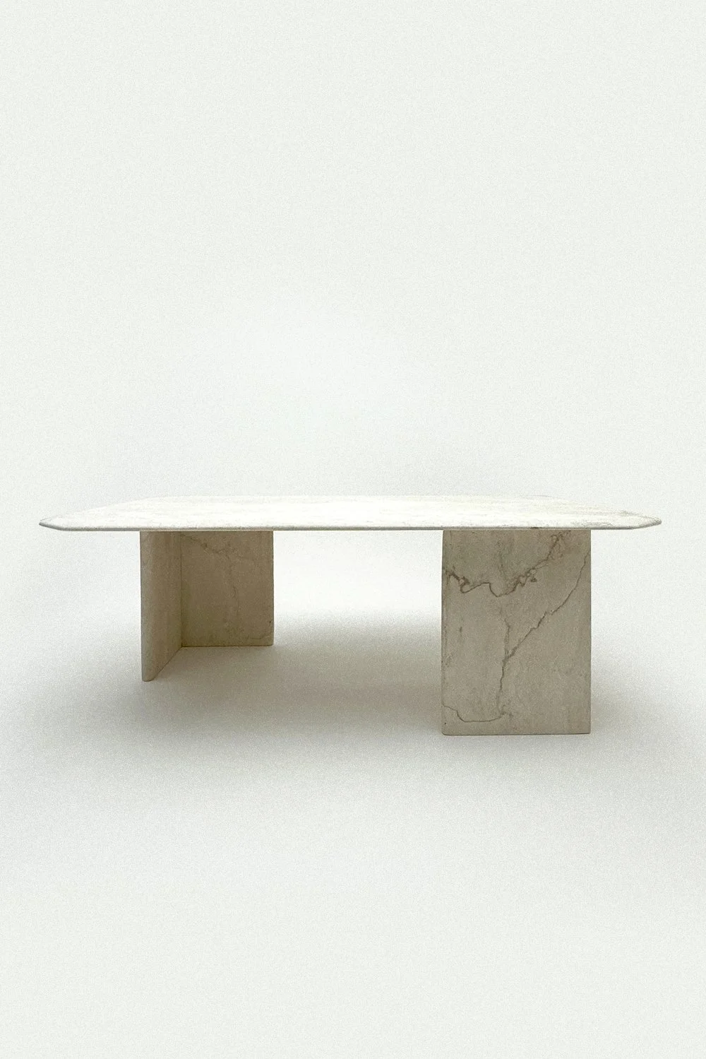 Vintage French Cream Toned Coffee Table with Cut Corner Top, 1970's