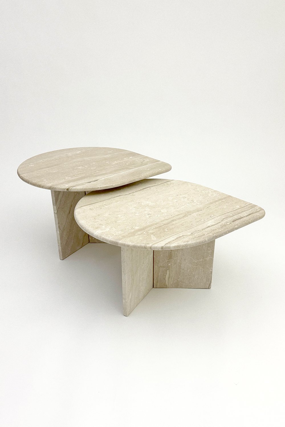 Pair of Vintage Teardrop-Shaped Marble Tables