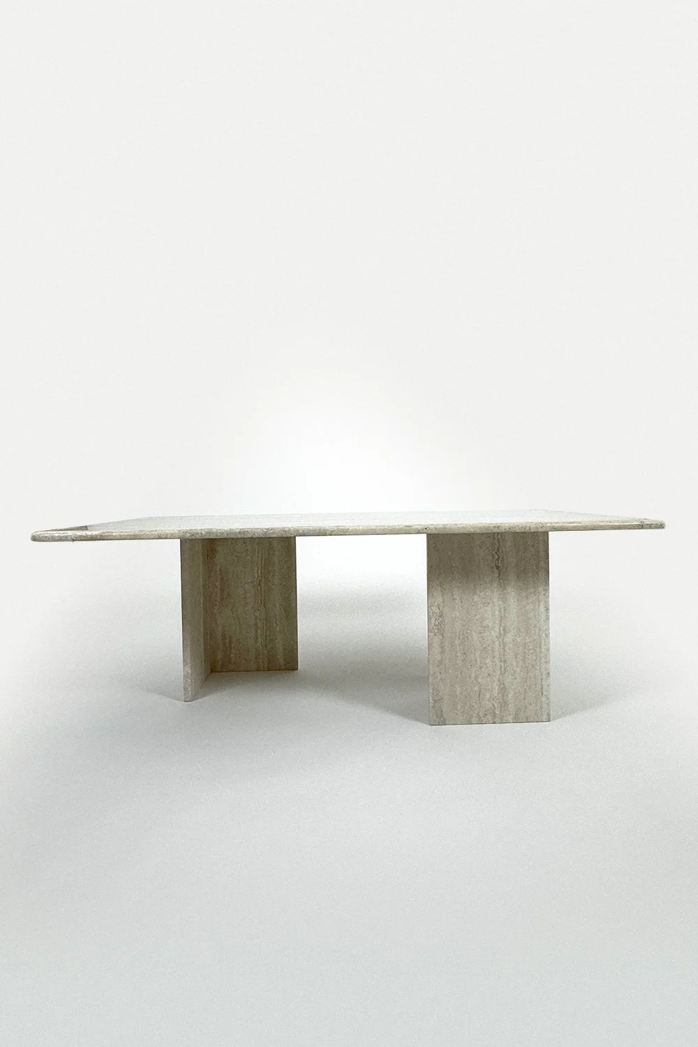 Vintage French Cream and Honey Toned Travertine Coffee Table