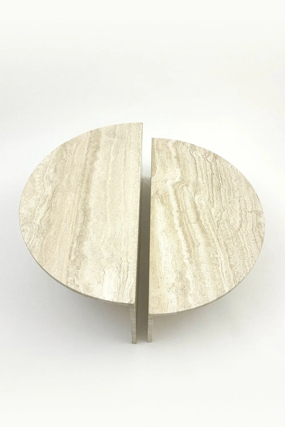 Travertine Half-Moon Coffee Tables