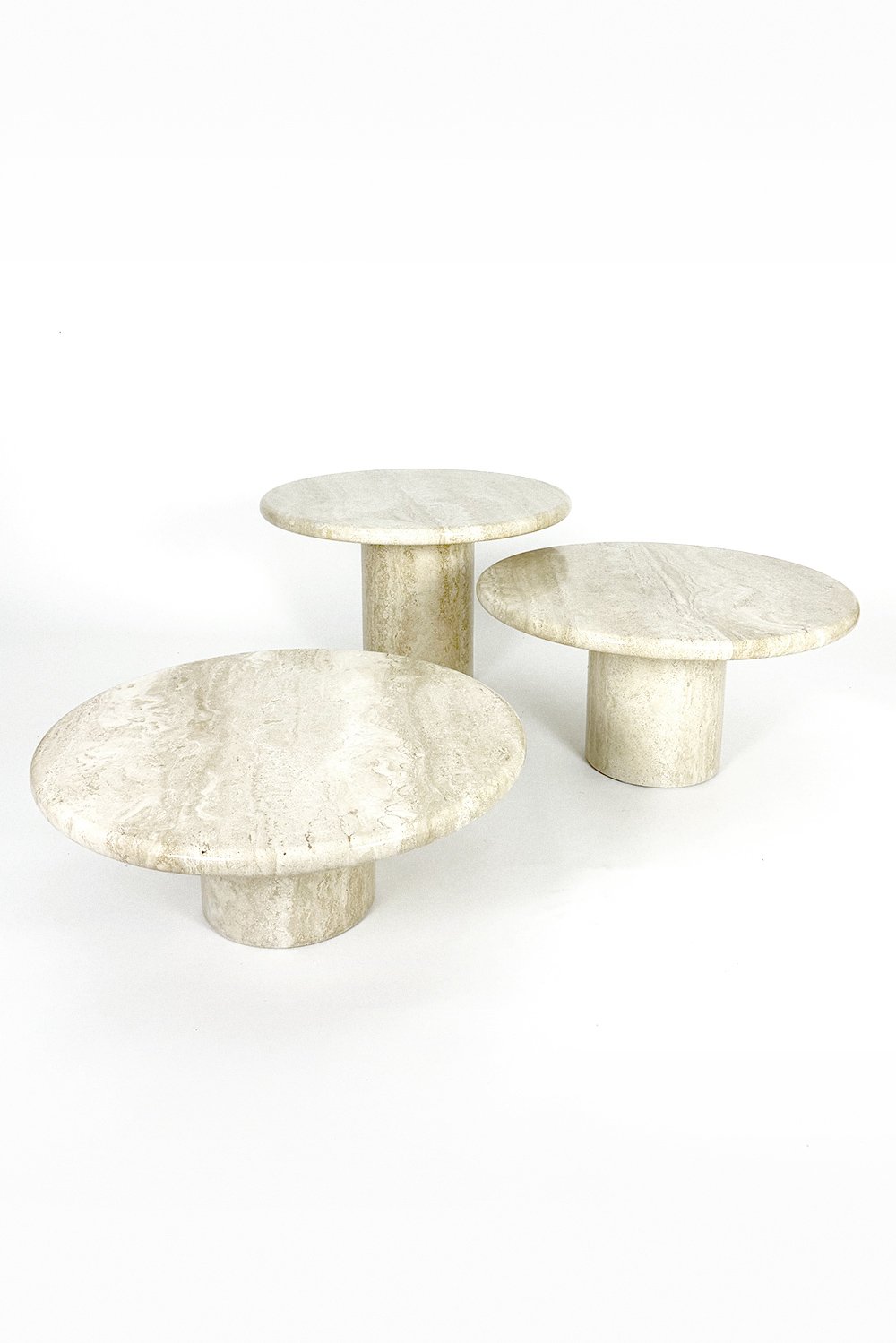 Timeless Elegance: Vintage Travertine Coffee Table Set