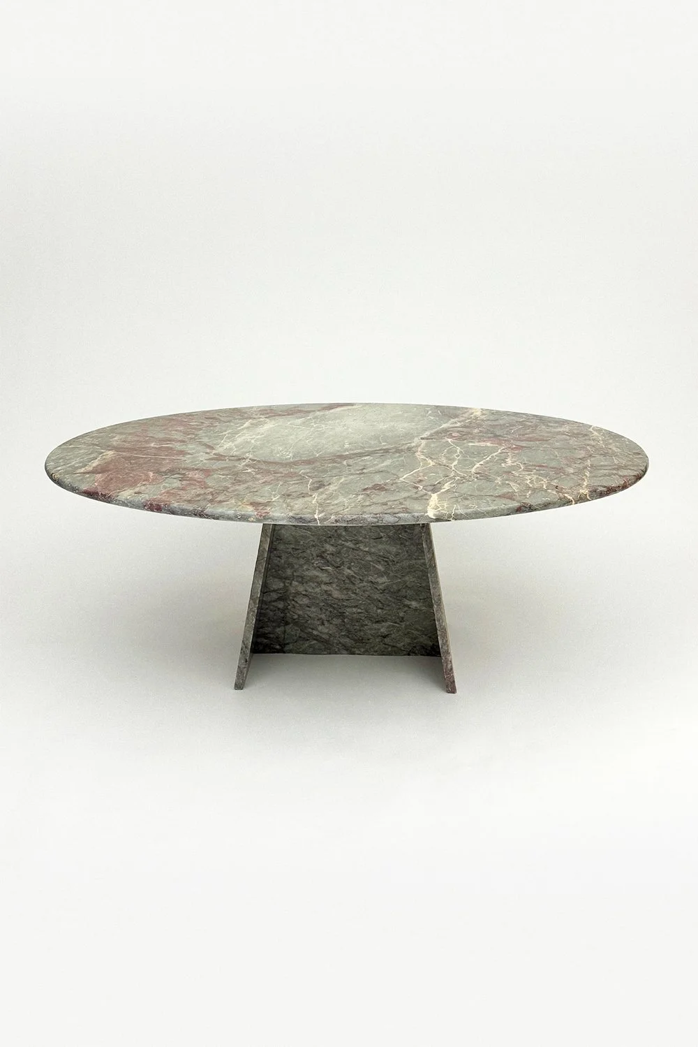 Vintage Oval Coffee Table, 1970s, Grey, White, Purple Tones