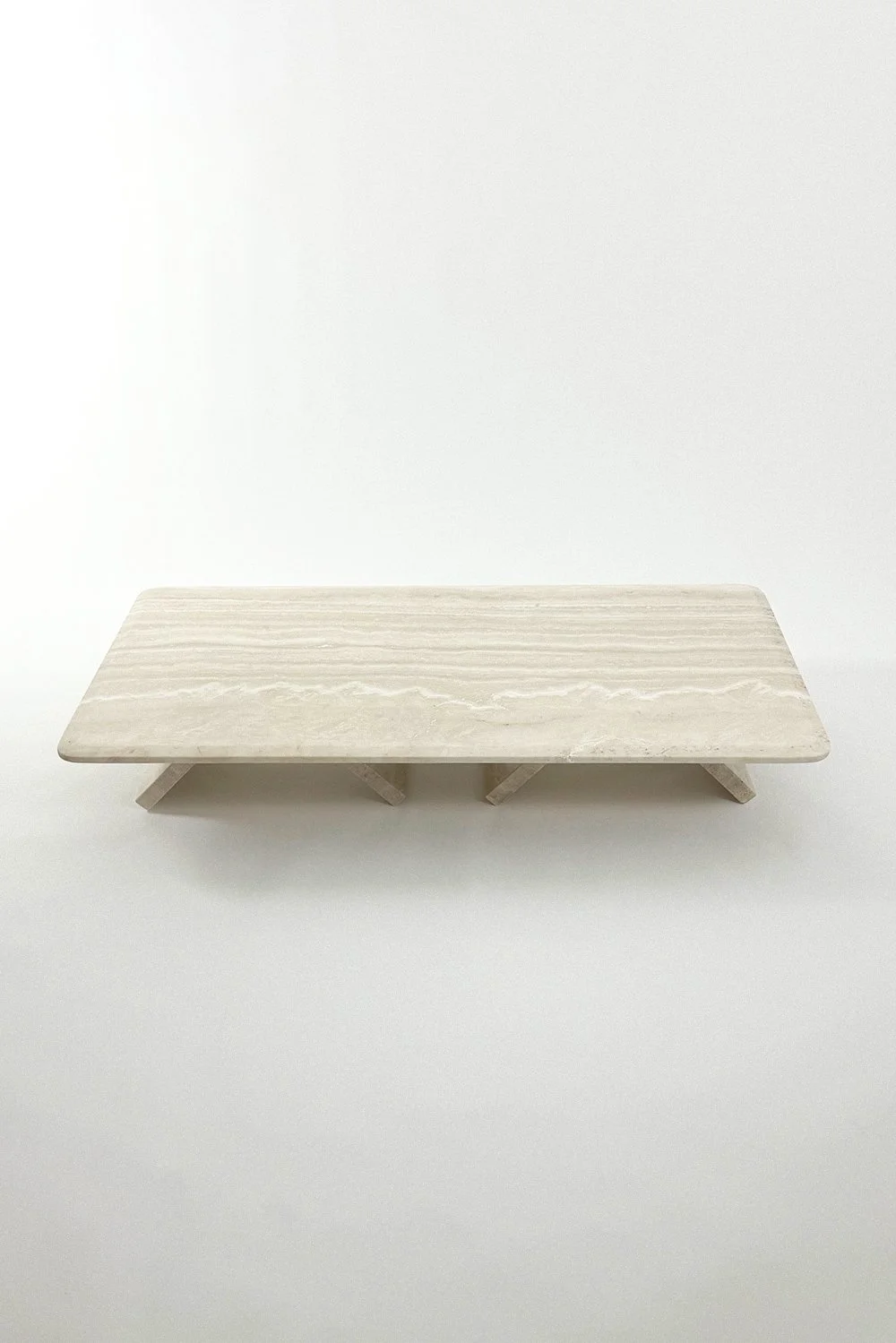 Cream Travertine Coffee Table with Adjustable Height, 1970s