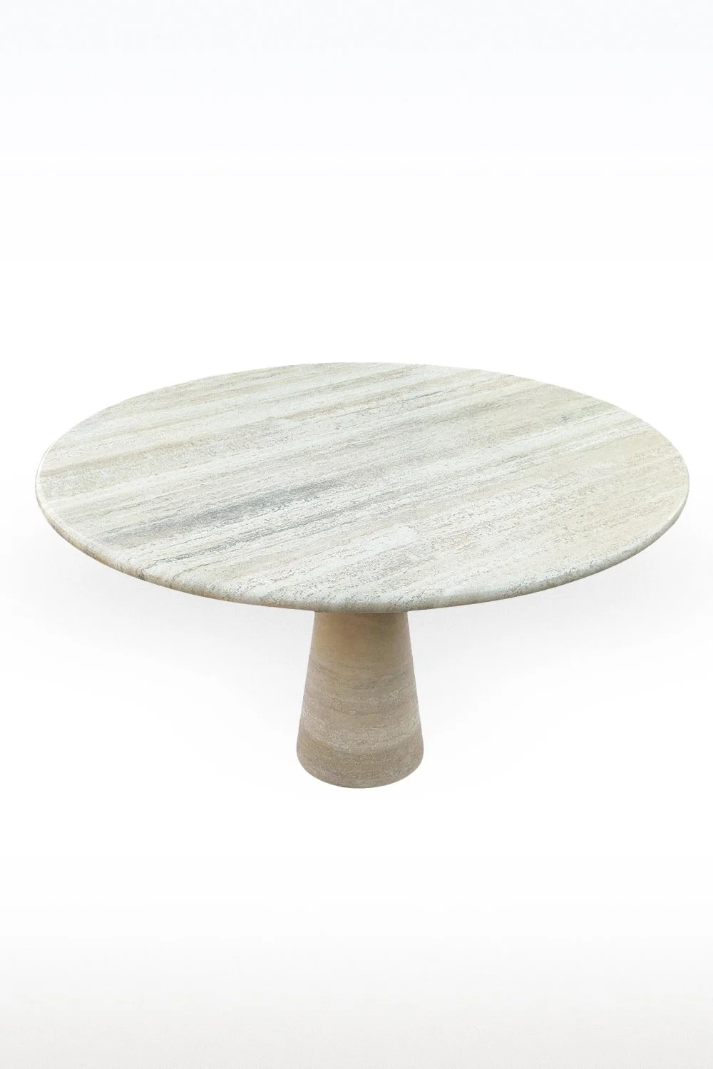 Travertine Dining Table in The Style Of Angelo Mangiarotti