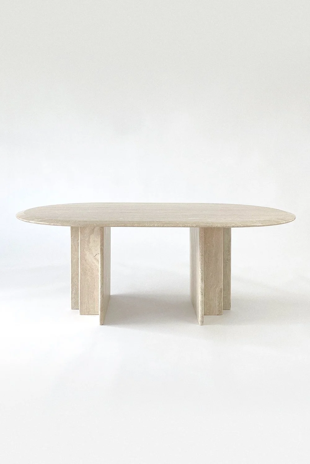 Italian 1970's Oval Top Travertine Coffee Table