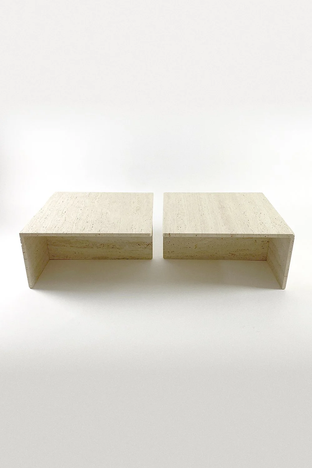 Pair of Rectangular Travertine Coffee Tables, Italy, 1970s