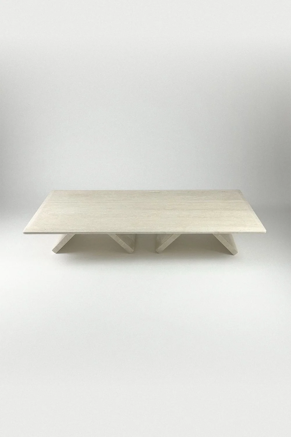 1970s Cream Travertine Coffee Table with Adjustable Height