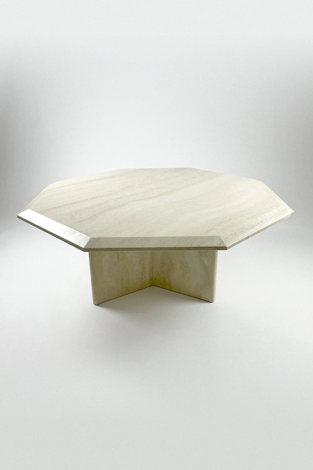 Italian Octagonal Travertine Coffee Table, 1970s