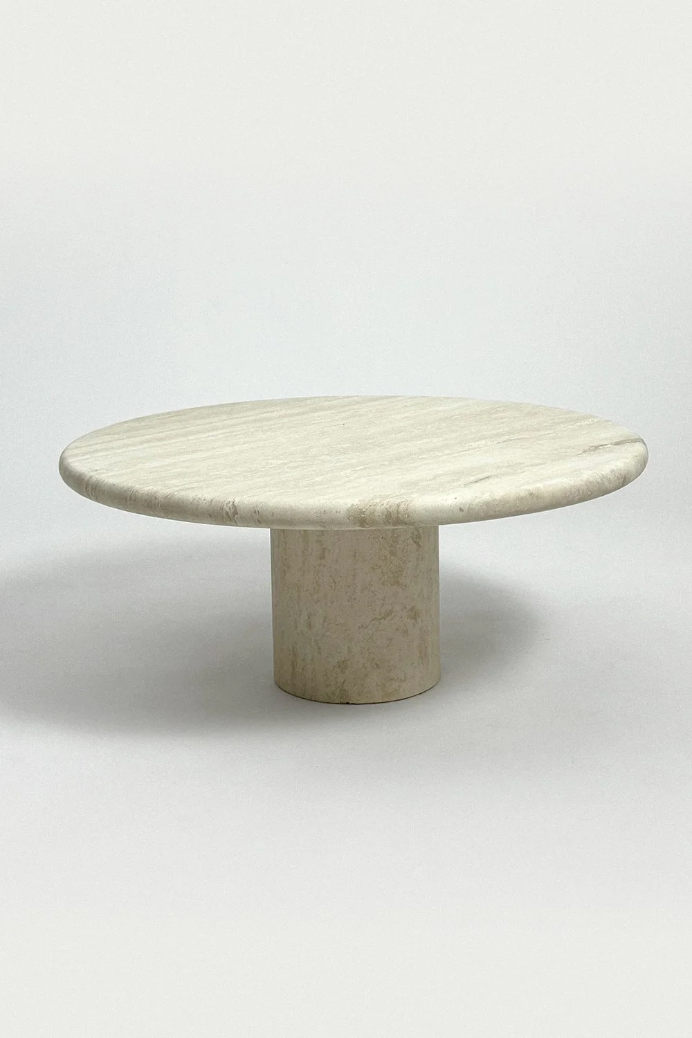 Timeless Charm Vintage Travertine Coffee Table With Rounded Top, Base and Edges