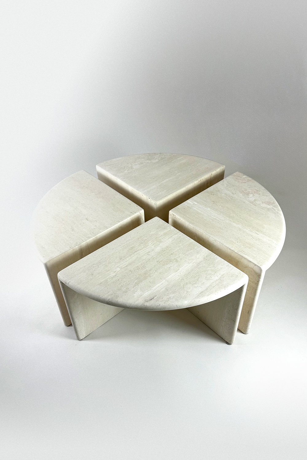 Round Travertine Coffee Table, 1970's