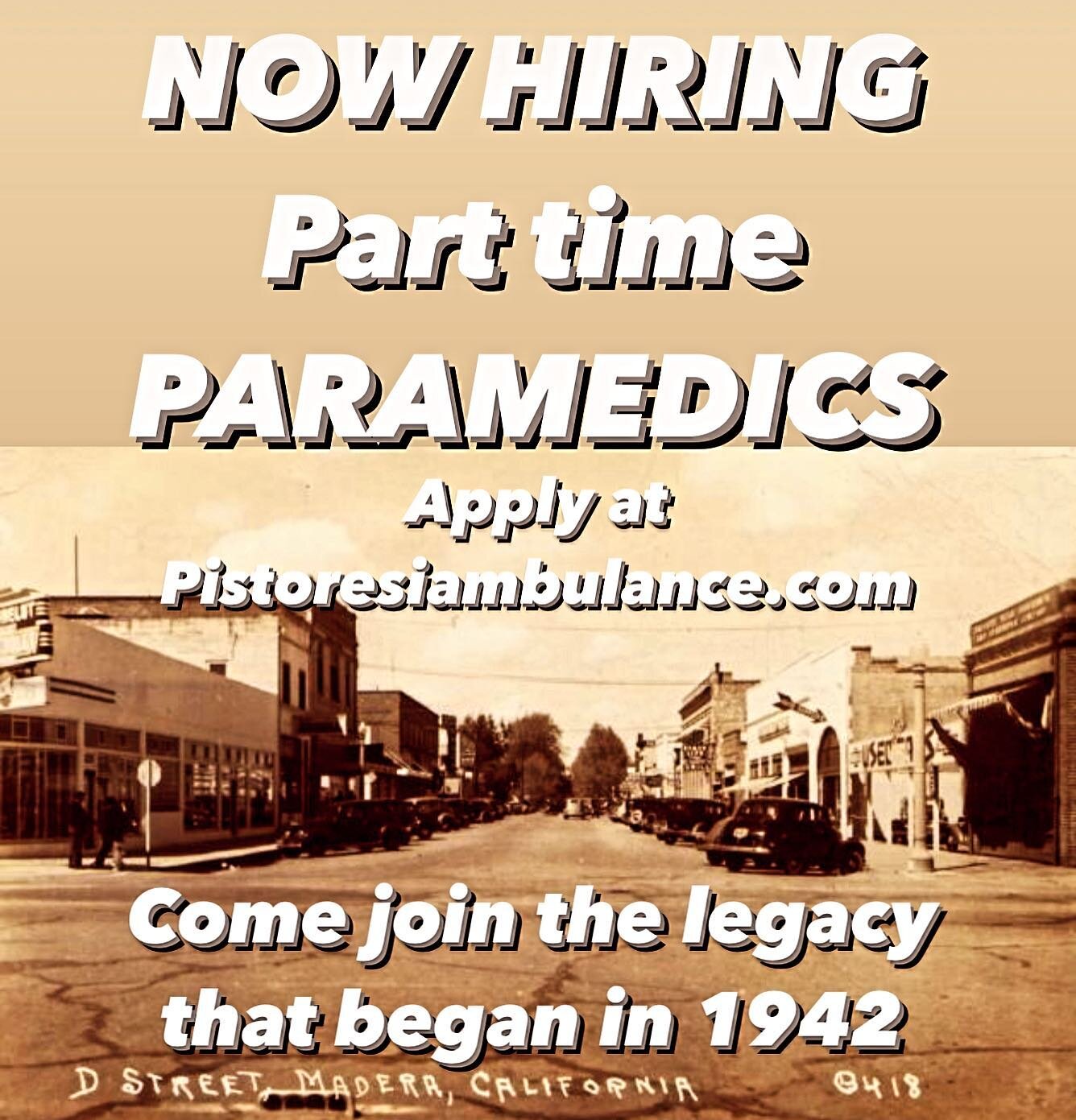 Are you ready to be part of a legendary team and make a real impact in our growing community? 🌟

We&rsquo;re looking for PART-TIME PARAMEDICS to join our family at Pistoresi Ambulance! 👩&zwj;⚕️👨&zwj;⚕️

What&rsquo;s our secret sauce, you ask? We&r