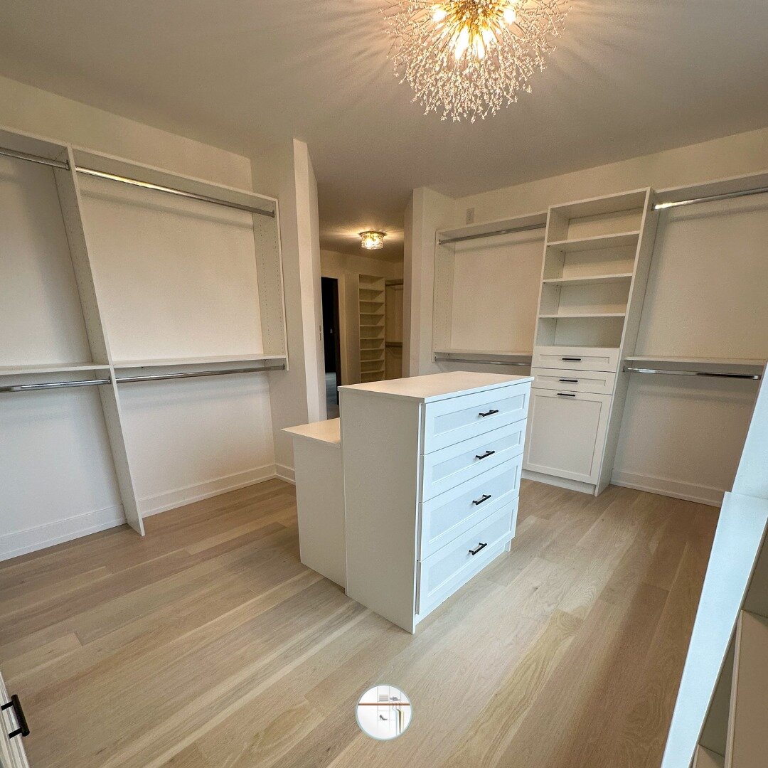 Gratitude meets organization this Thanksgiving season!

Unwrap the gift of beautifully designed closets with:

Master Suite Walk-in for 2

Abundant short and full-length hanging space

Island cabinet with jewelry inserts 

Chic shaker style doors fea