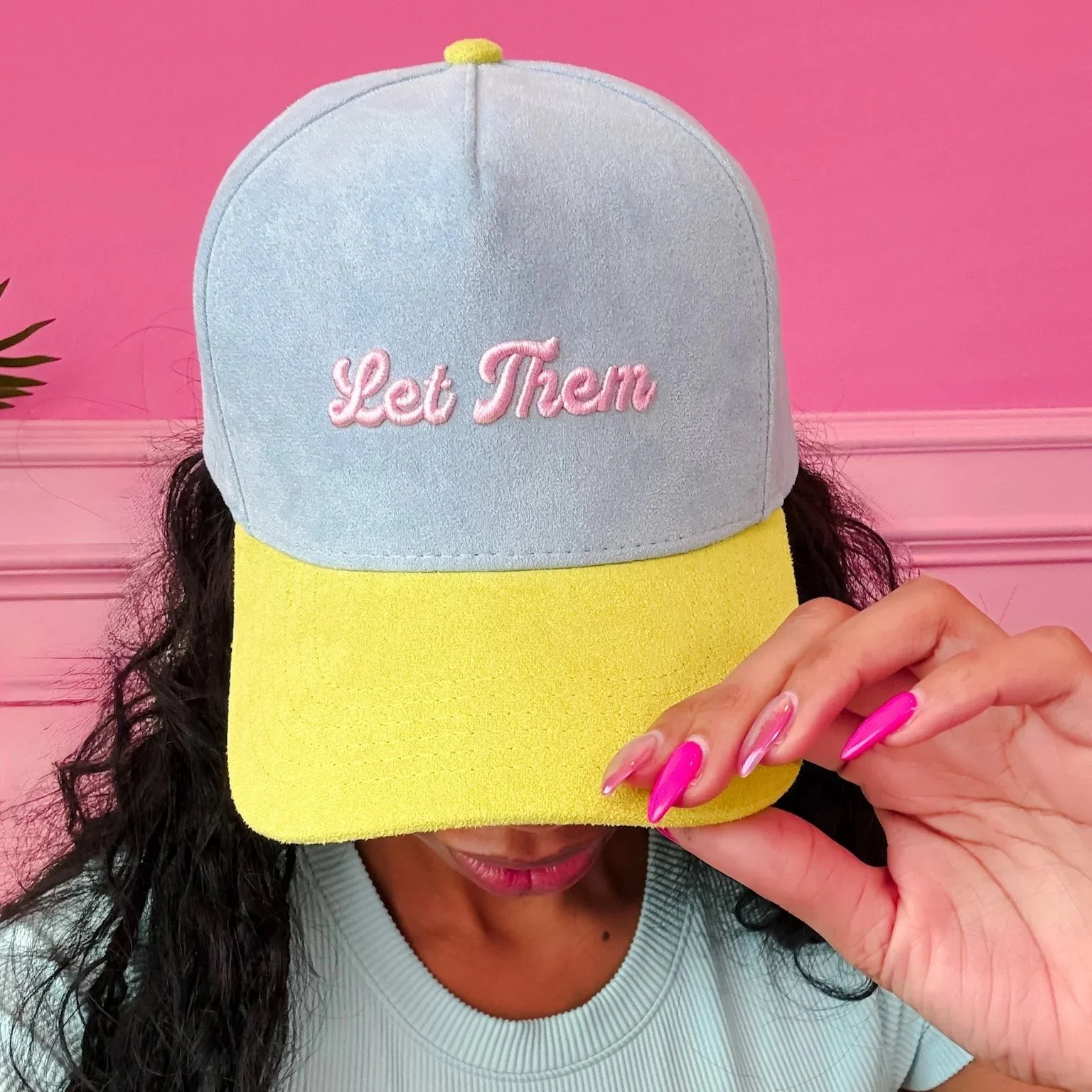 “Let Them” Blue + Yellow Suede Hat