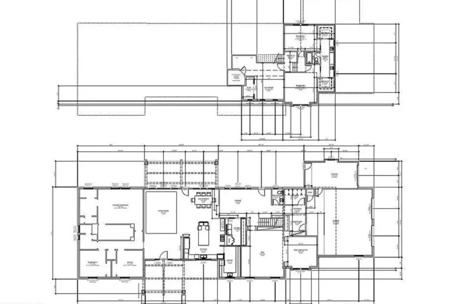 Architectural floor plan showing the layout, rooms, dimensions, and building footprint of a multi-room home.