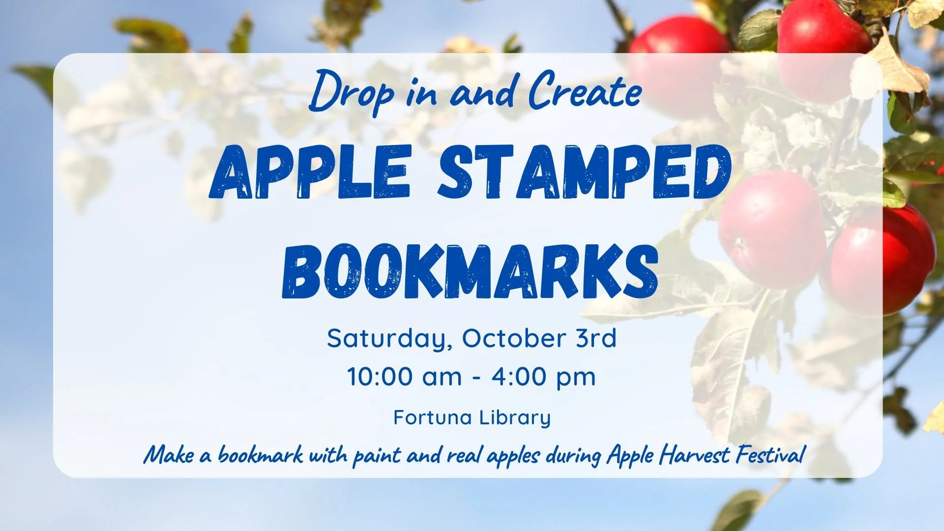 Drop in and Create - Apple Stamped Bookmarks