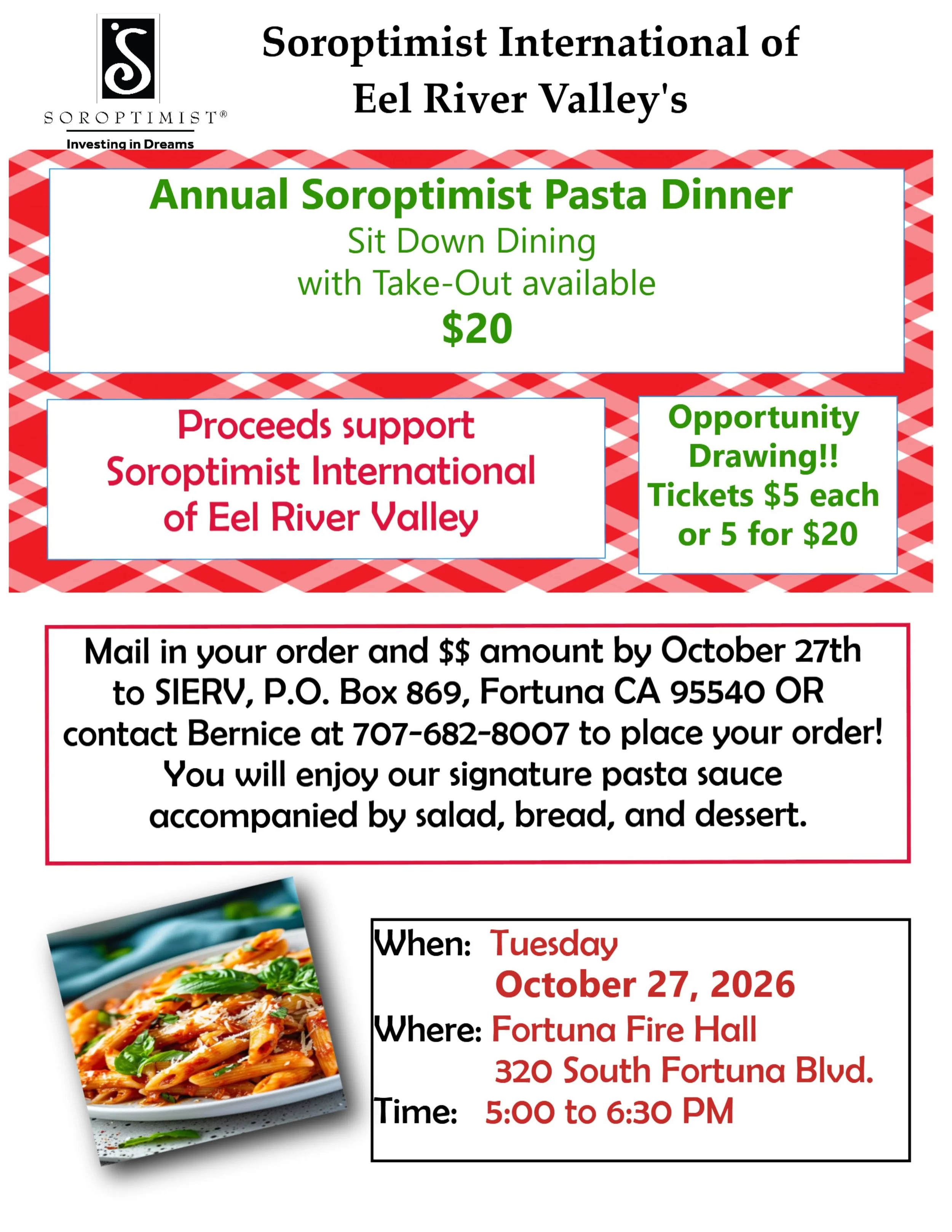 Annual Soroptimist Pasta Dinner
