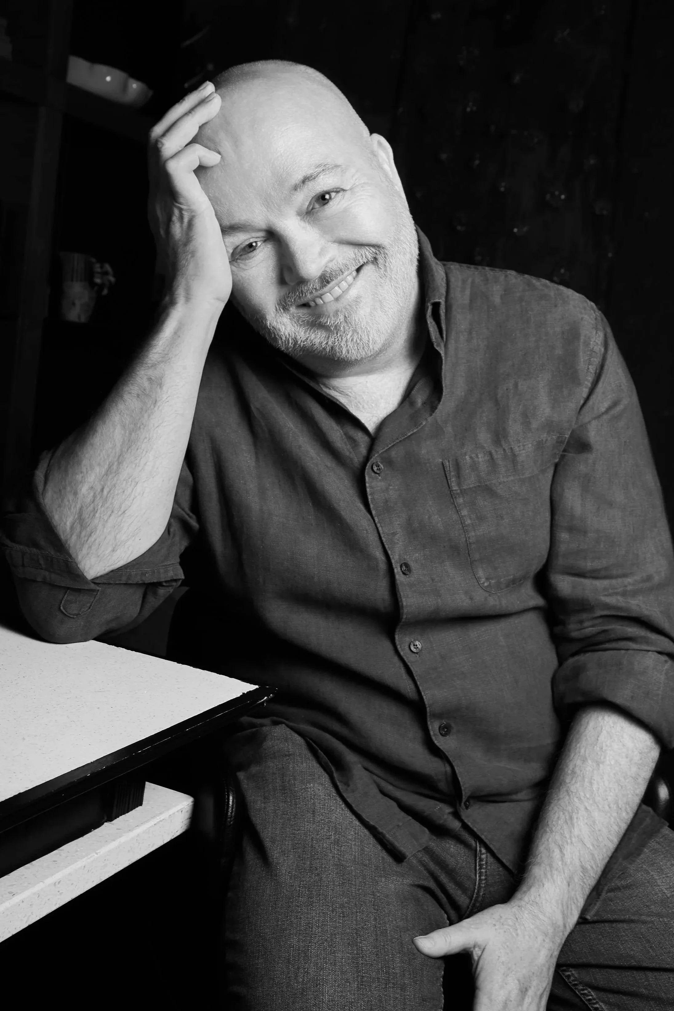 Founder and president of Antica Productions, Stuart Coxe, smiling at the camera in a selfie image.