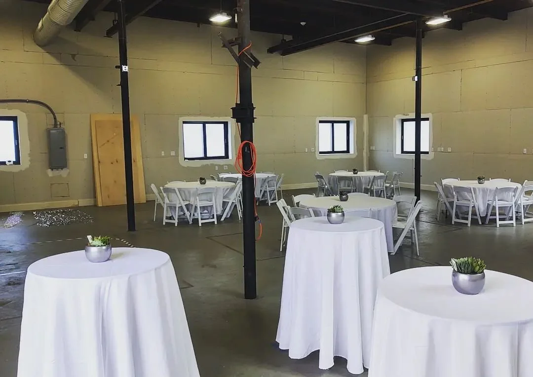 A simple indoor rental for a small business who grew out of their space and is throwing a "move out," event.  Chairs, tables, high tops and linens made it look like a real party. 
#bostonevents #bostoneventplanner #backyardtentrental #corp