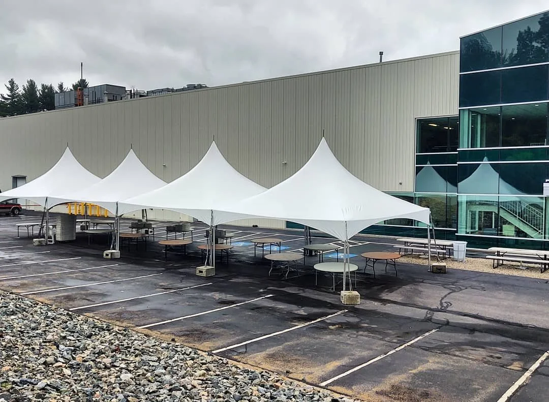 20x80 tent for a company BBQ.  Comfortably covering 16 tables and up to 160ish guests. 
#companypicnic #tentrentalMA #tents
