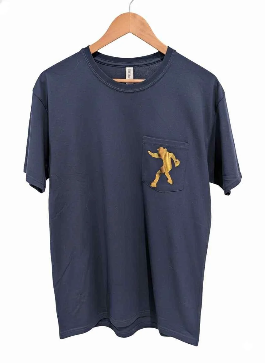Gold Earl logo Front Pocket ,Dark Navy T-shirt  (on back Director, Genny Op, I'm just a day call, Onset Rigger)