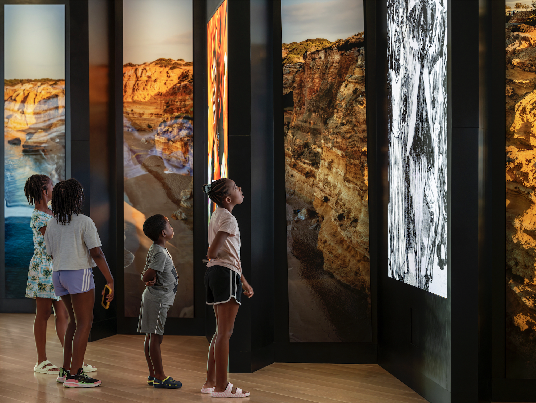  Throughout the museum, details of the African American experience come to life through historical artifacts, artworks, and interactive exhibits. Photograph by Sahar Coston-Hardy; courtesy of the International African American Museum. 