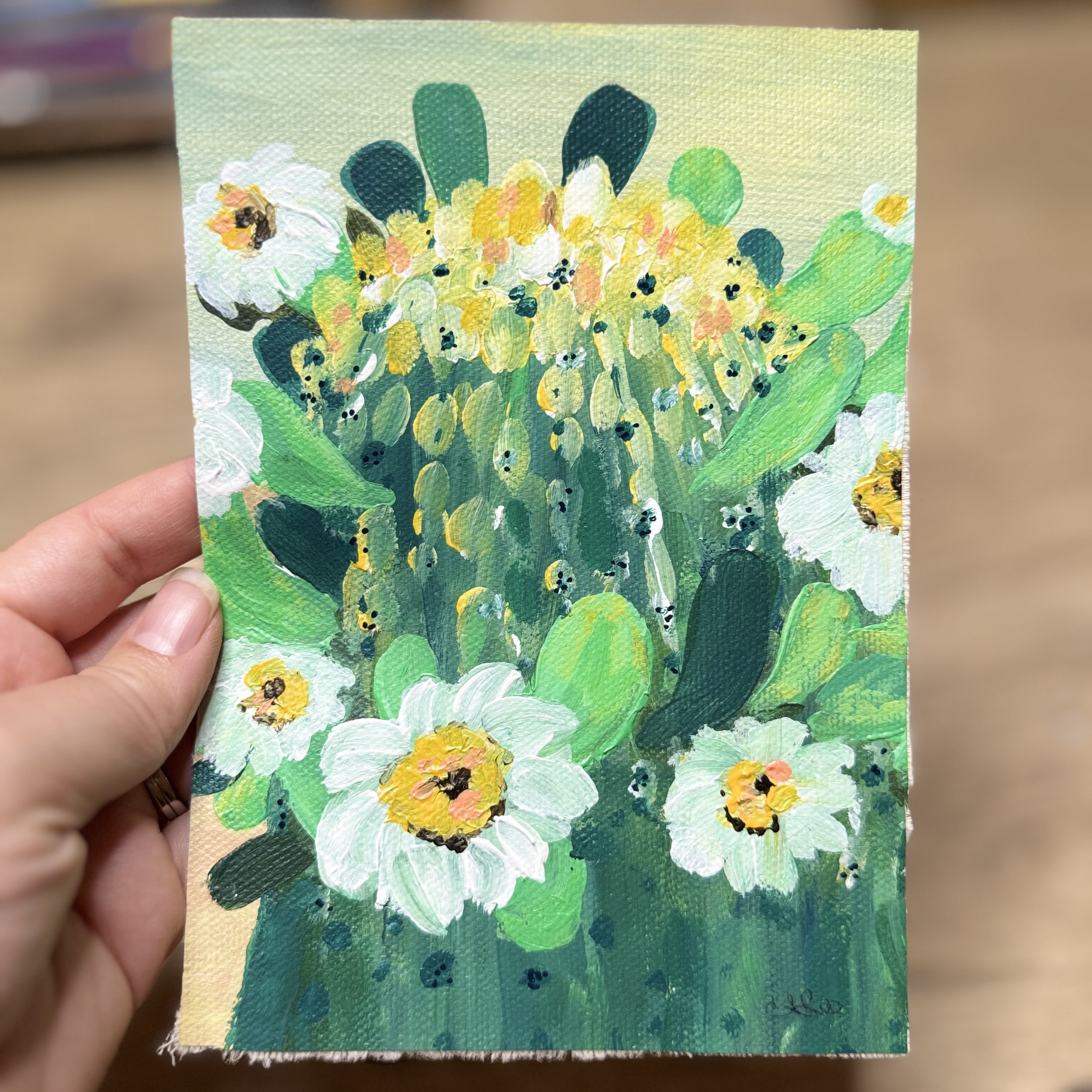 Cactus Blossom ORIGINAL Painting 5x7