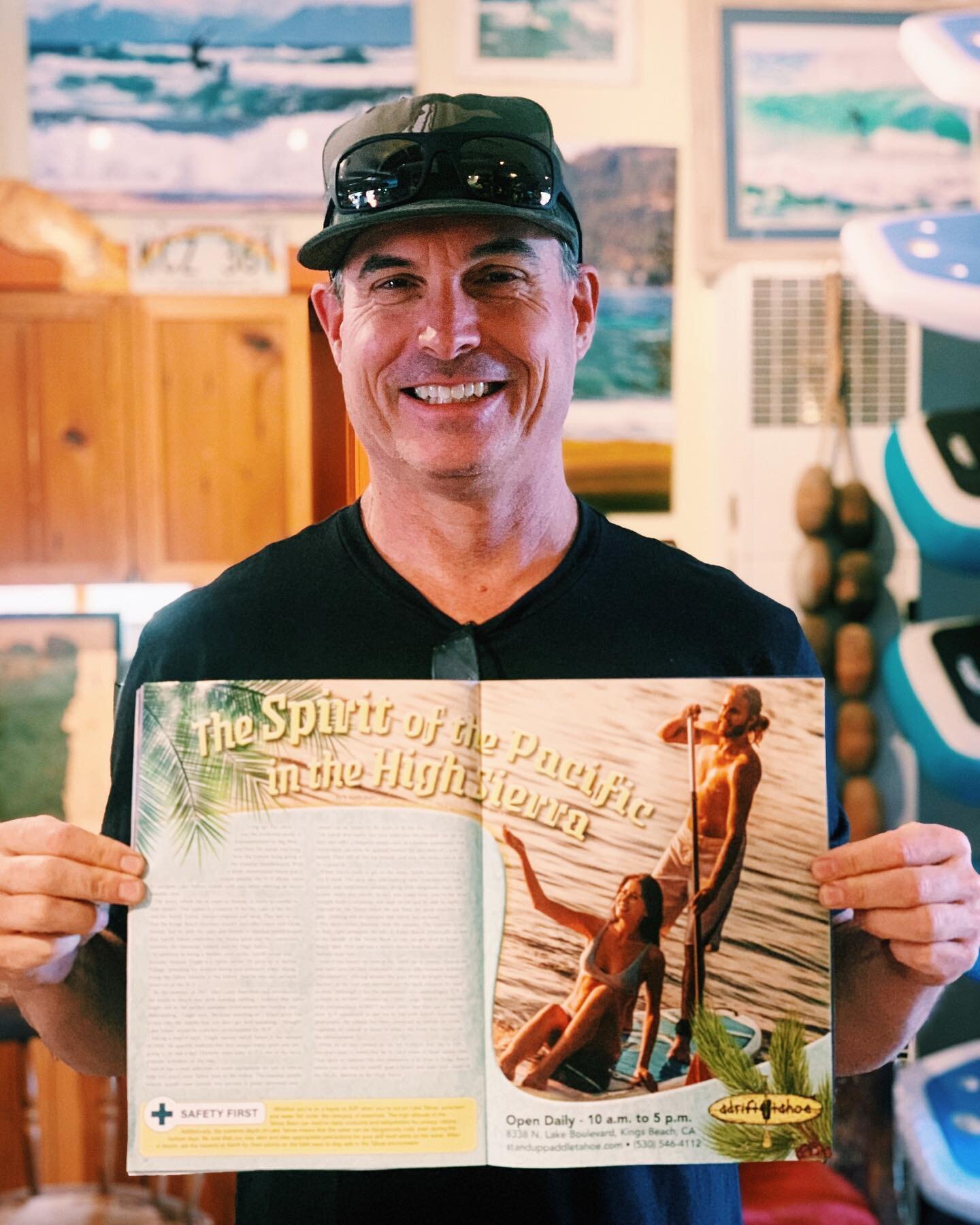 The Spirit of the Pacific in the High Sierra🌴🗿🌊 #adrifttahoe 
Grab your Tahoe.com magazine today to read about us! 
.
.
.
.
#paddleboardingadventures #laketahoe  #kayak #sup #surftahoe #aloha #suprental