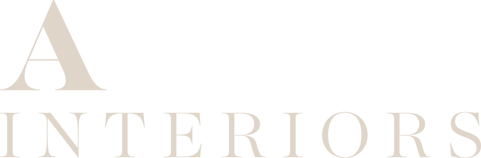 Logo of A Interiors with a large letter A and the words INTERIORS in uppercase text.