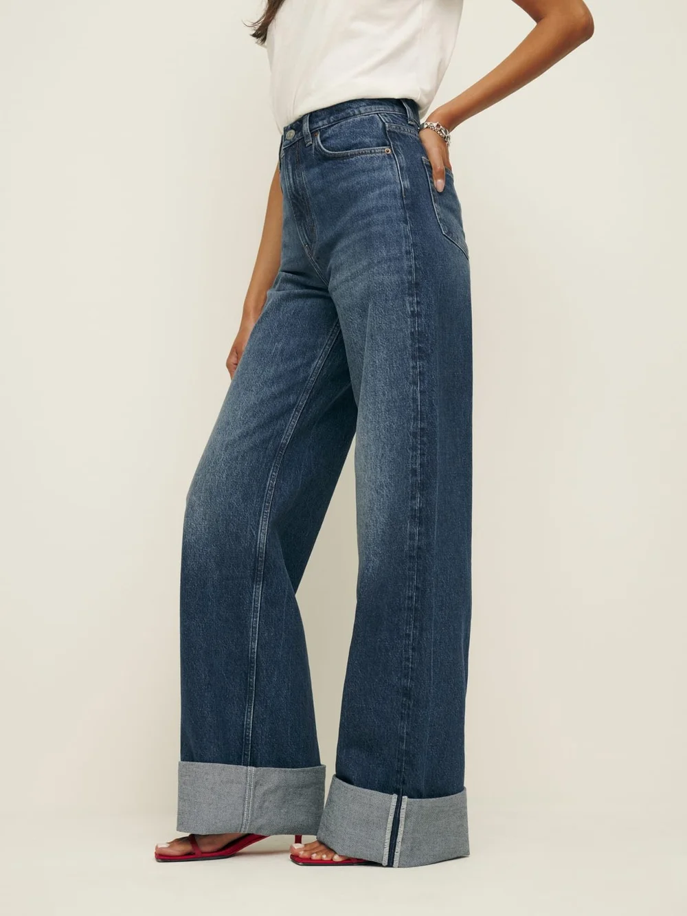 Slouchy Wide Leg Cuff Jean