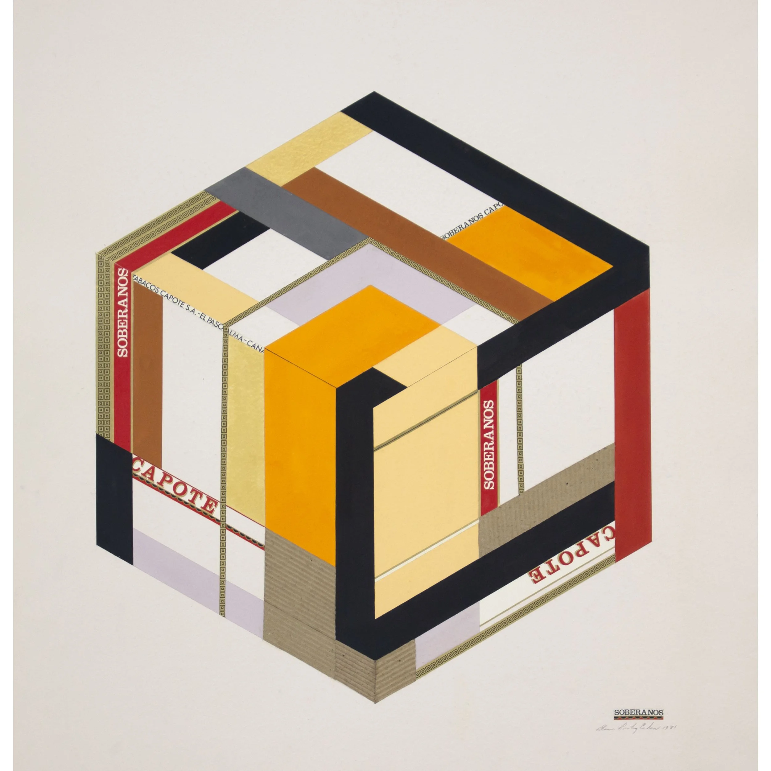 Soberanos, 1981, collage and gouache on paper, 27 x 26 in