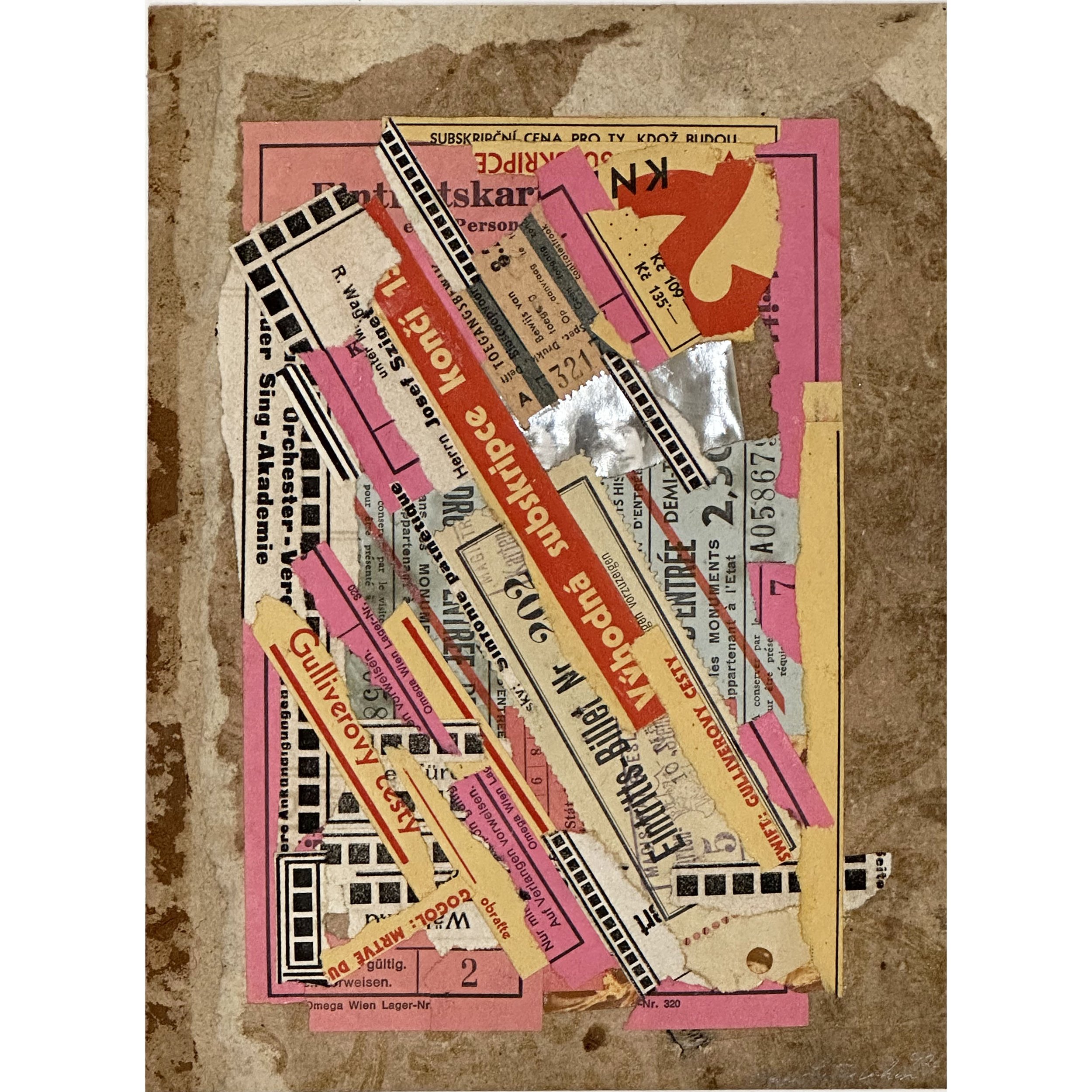 Eintritts, 1992, mixed media photo collage, 9 x 6 in