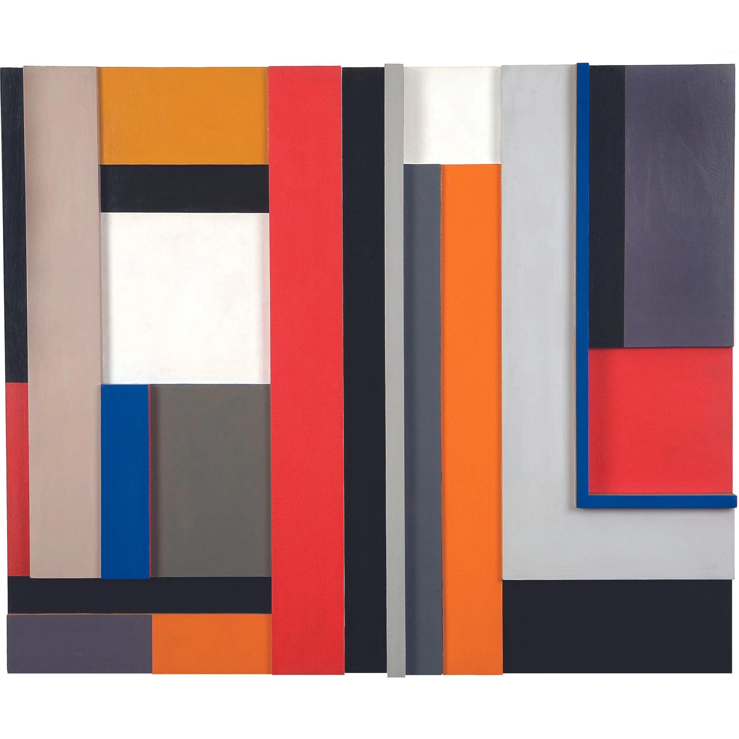 Untitled Wood Relief, 1981, acrylic and mixed media on canvas, 25 x 30 x 3 in