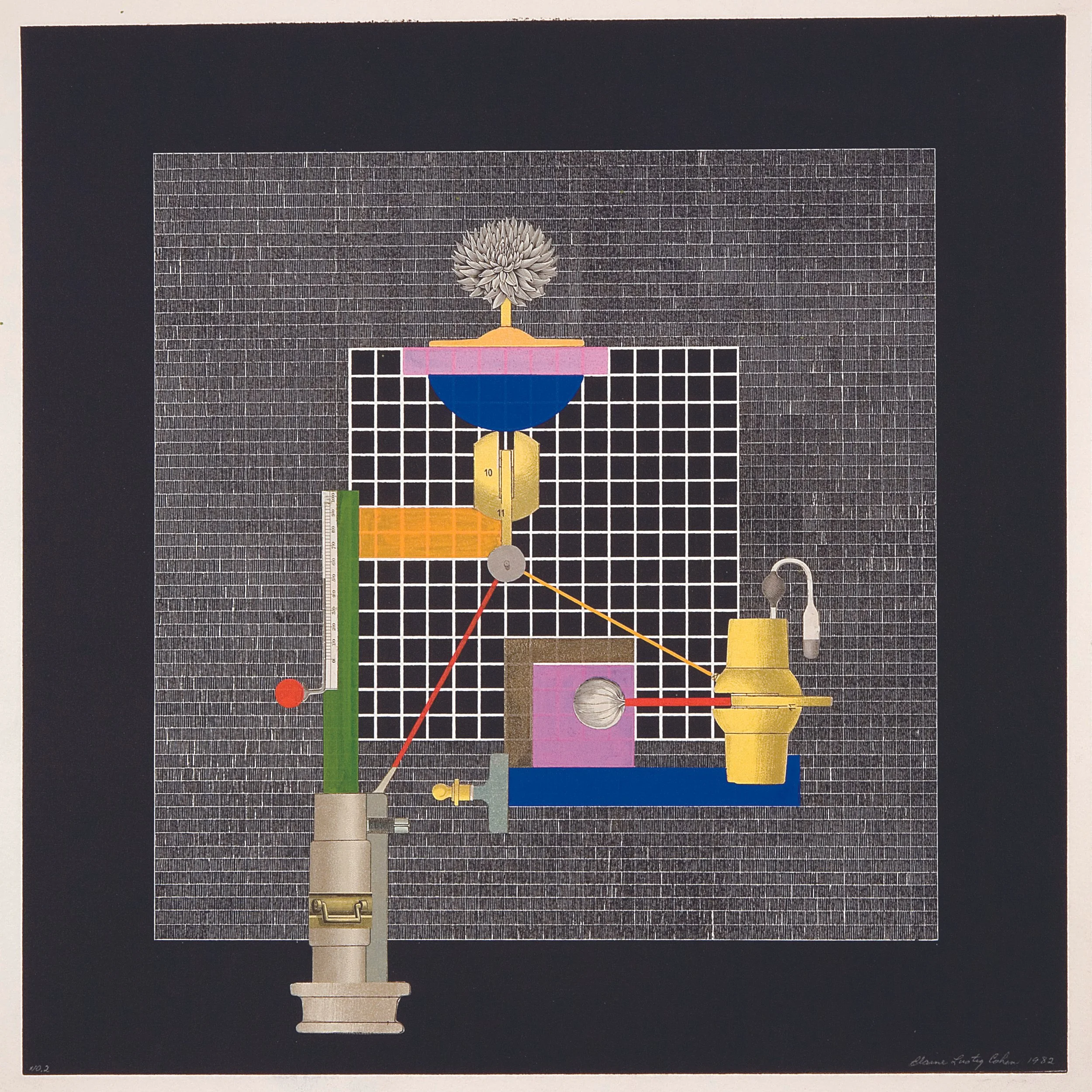 Impossible Machines No. 2, 1982, mixed media photo collage, 15 7/8 x 15 7/8 in